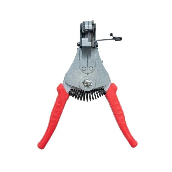 Wire Stripper H/D MS53368 Huntar, a professional-grade tool designed for efficiently stripping insulation from wires, featuring sturdy construction and ergonomic red handles.