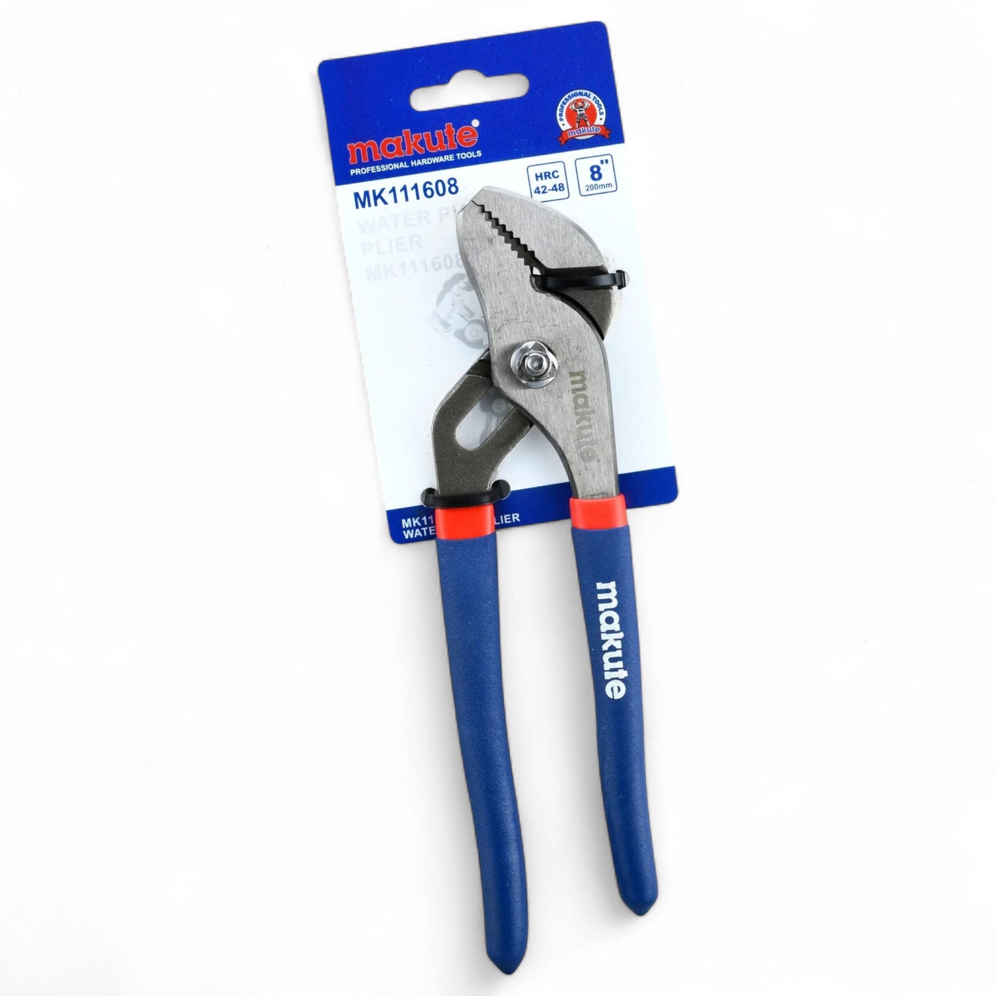 Makute Waterpump Plier displayed in packaging, showcasing its ergonomic design and adjustable jaw for versatile gripping in plumbing and DIY projects.