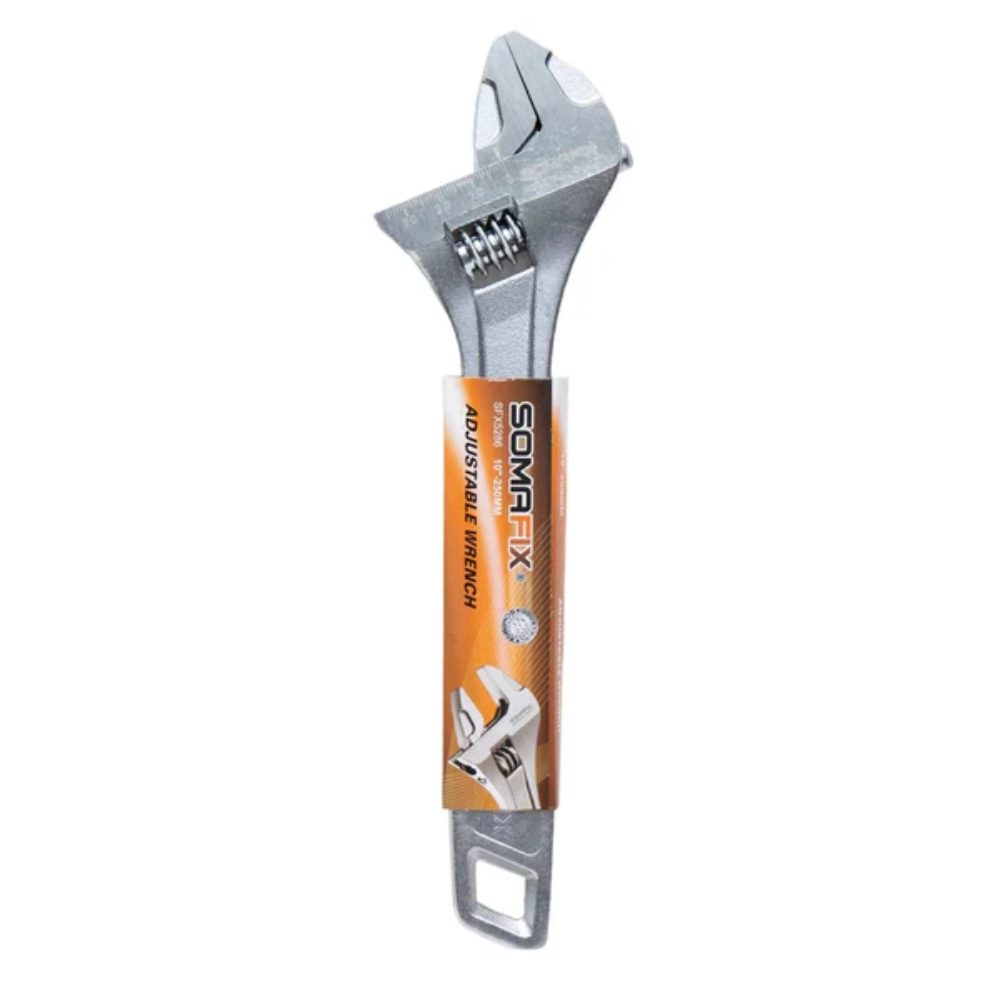 Adjustable Wrench Chrome Somafix showcasing a durable, chrome-plated steel finish with ergonomic handle design, perfect for various DIY projects and repairs.