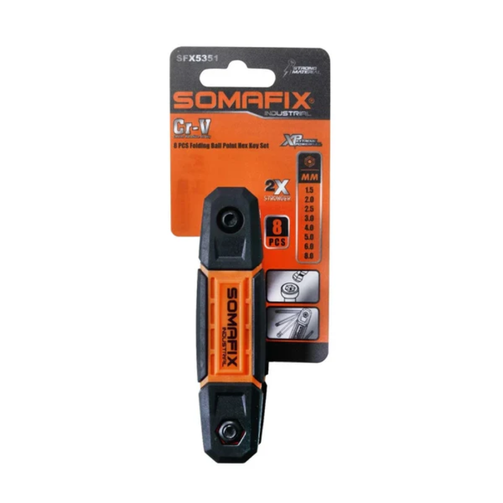 Allen Key Folding Ballpoint 8pcs SFX5351 Somafix showcasing a versatile toolset designed for reliable writing and convenience.