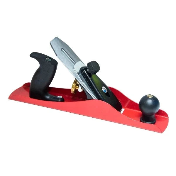 Professional-grade woodworking hand plane on a red base, ideal for precision woodworking tasks. Enhance your skills with the Planner No-5 for effective organization and streamlined planning.