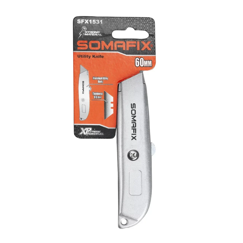 Knife Chrome Somafix SFX1531 displayed in packaging, showcasing its premium chrome construction and ergonomic design for precision cutting in the kitchen.