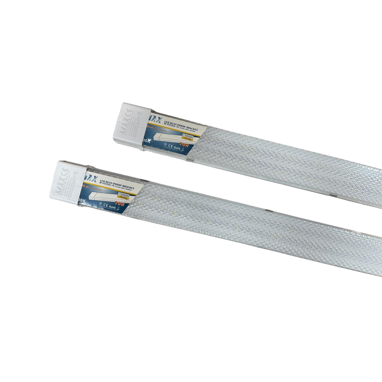 LED Tubelight MAX displayed from two angles, showcasing its sleek design and energy-efficient features, ideal for indoor and outdoor use in residential and commercial settings.