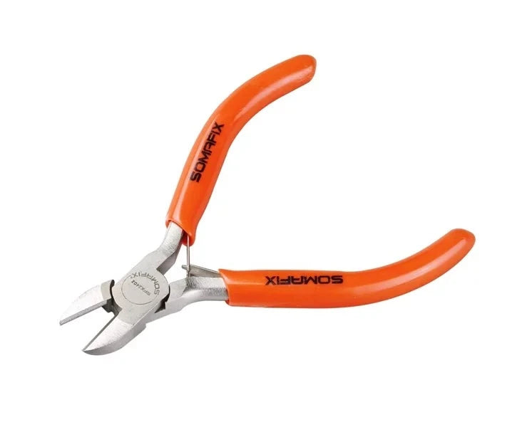Side Cutter Mini Somafix SFX2402 featuring sharp blades and ergonomic orange handles, ideal for precision cutting in crafting and DIY projects.