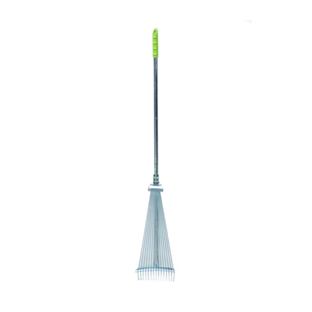 Garden Rake Chrome with Steel Handle - Durable and Sturdy Gardening Tool for Removing Debris and Tilling Soil