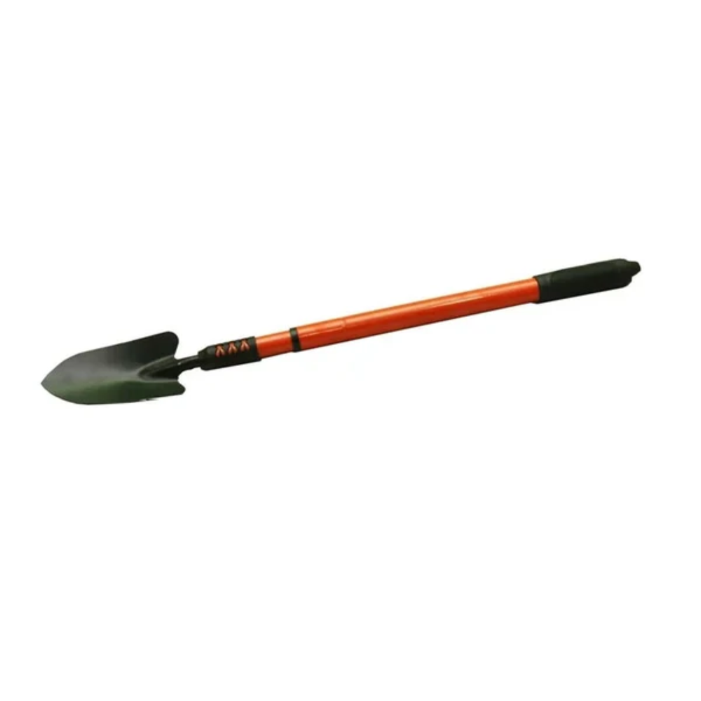 Garden Shovel With Flexible Handle MS531351, featuring a durable design with a black shovel head and a comfortable, flexible orange handle for ergonomic gardening.