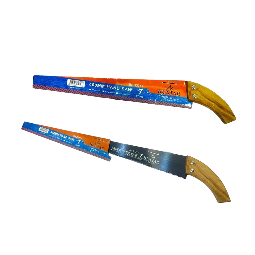 Hand Saw Baghdadi 16" Wood Handle MS 53717 by Huntar, showcasing its robust design and versatile cutting capabilities with a comfortable wood grip.