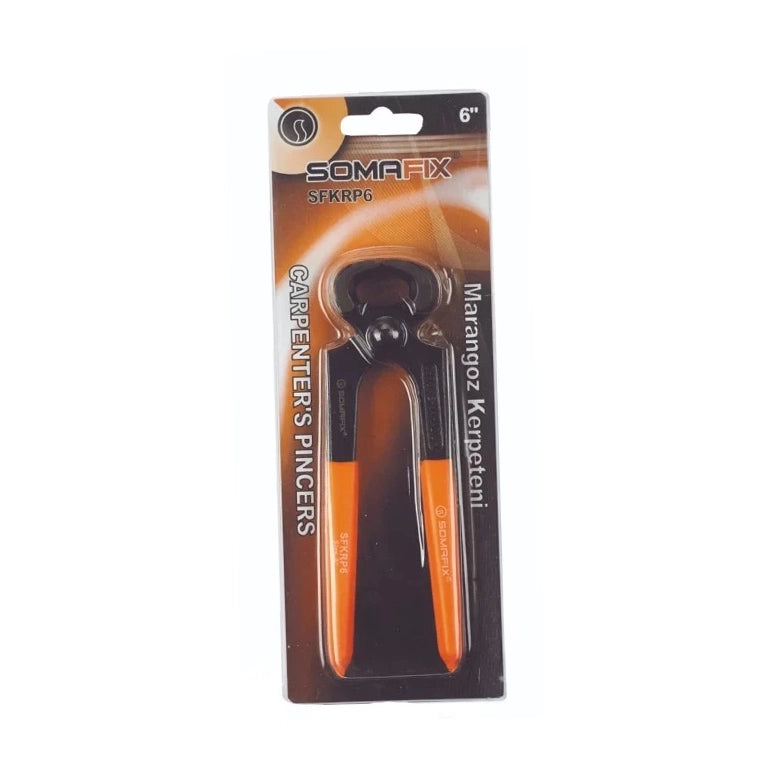 6-inch Carpenter Pincer Somafix in packaging, designed for precise gripping and durability, ideal tool for carpenters.