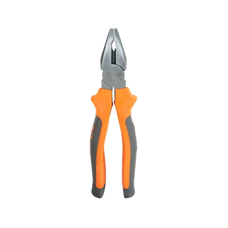 Plier Combination 8" Orange/Gray Handle Cocaco showcasing a vibrant orange and gray ergonomic handle designed for secure grip and comfort, ideal for household and professional tasks.