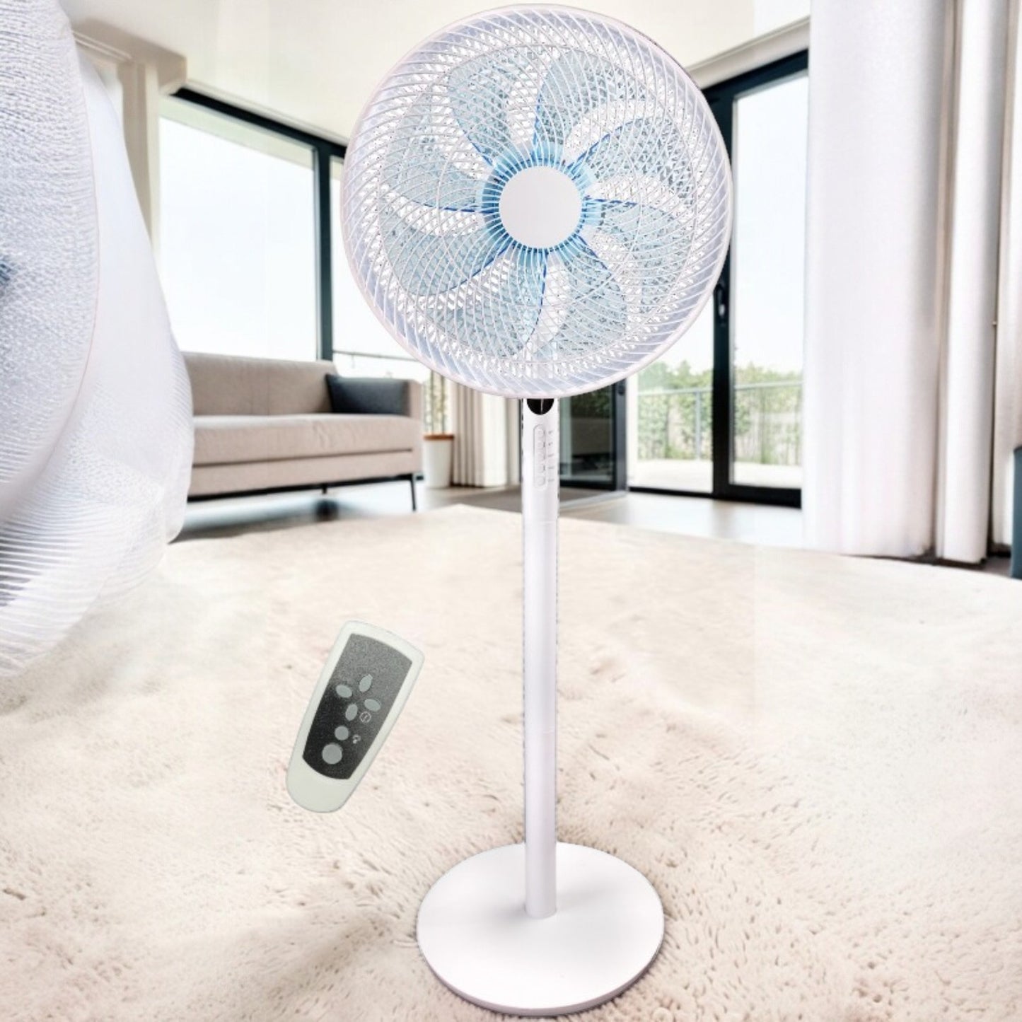 Stand Fan 45W with Remote Control - Remote control fan with quiet and powerful airflow