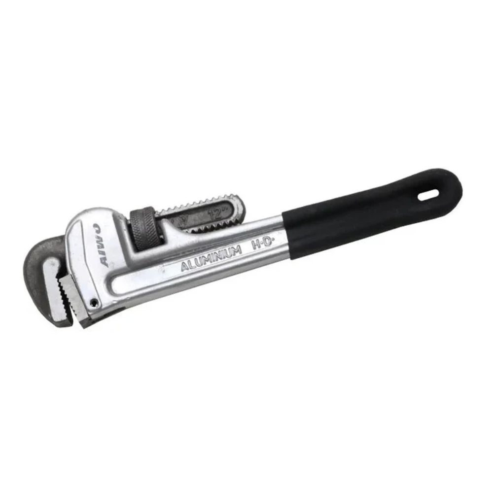 Pipe Wrench Aluminium Aiwo showcasing its lightweight aluminum construction and ergonomic design for enhanced grip and performance in plumbing and DIY projects.