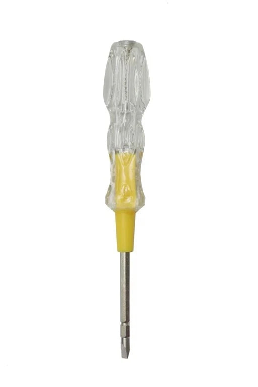 Tester Screwdriver 2 Way Blister featuring a durable design with a clear handle and dual interchangeable heads for versatile screw types. Ideal tool for DIY and professional projects.