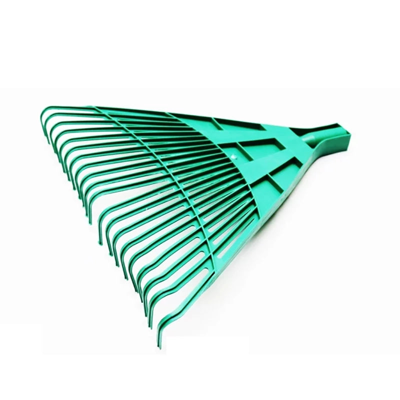 Garden Rack Plastic 20T MS53821 - Image of a green plastic garden rake designed for efficient gardening tasks, showcasing its durable build for outdoor use.