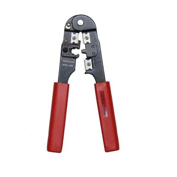 Wire Stripper Networking HS-2096 with red handles, designed for efficient wire stripping and featuring a durable stainless steel construction.