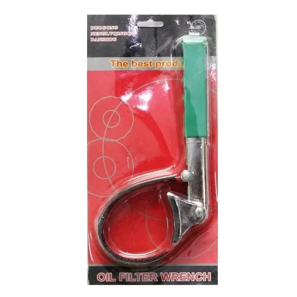 Oil Filter Wrench Belt Metal - a heavy-duty metal tool designed for efficient oil filter removal, featuring a sturdy grip and ergonomic handle for easy operation.