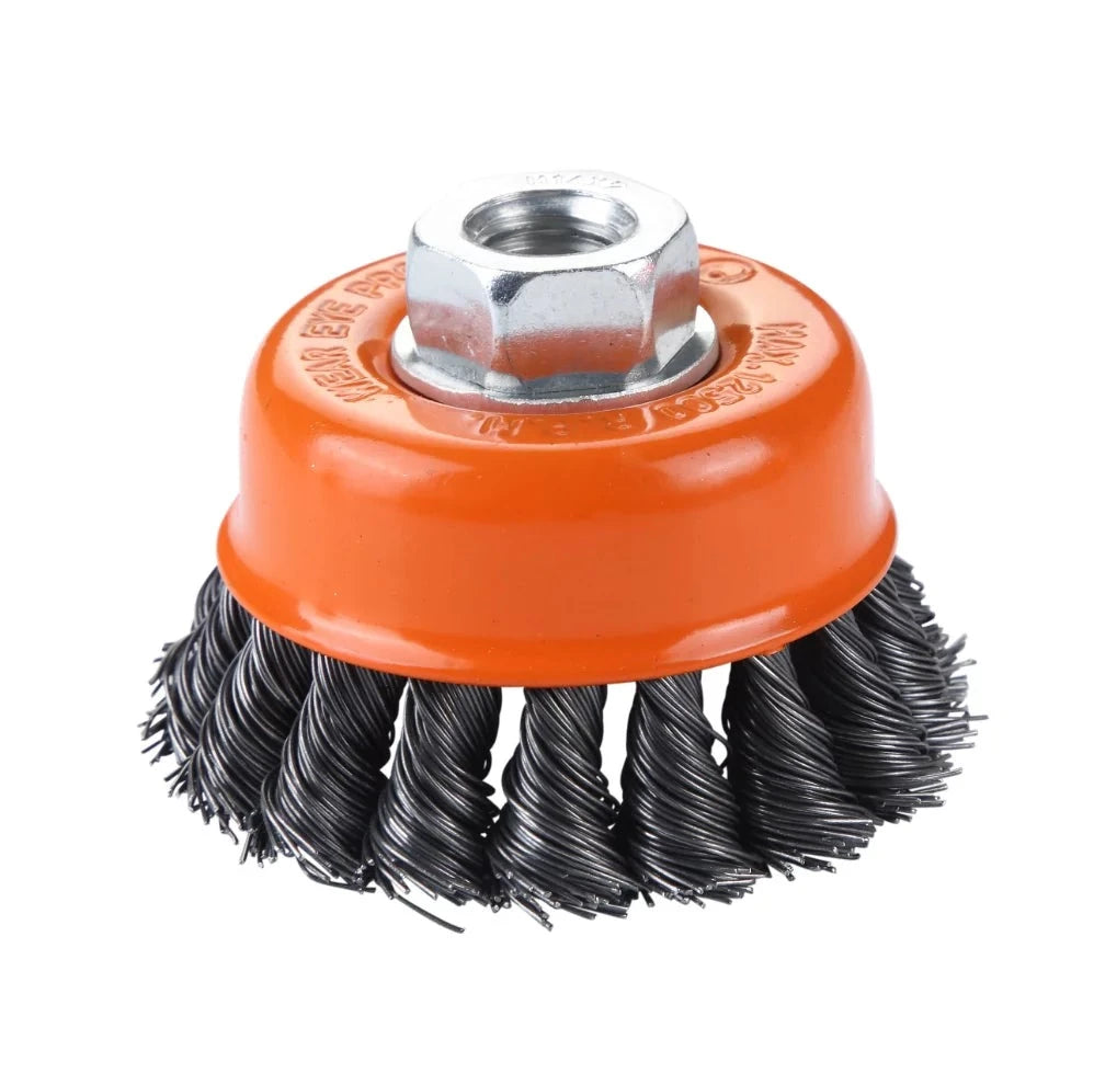 Cup Brush M14 Twisted Wire by Somafix, featuring a durable twisted wire design, suitable for cleaning, deburring, and surface preparation.