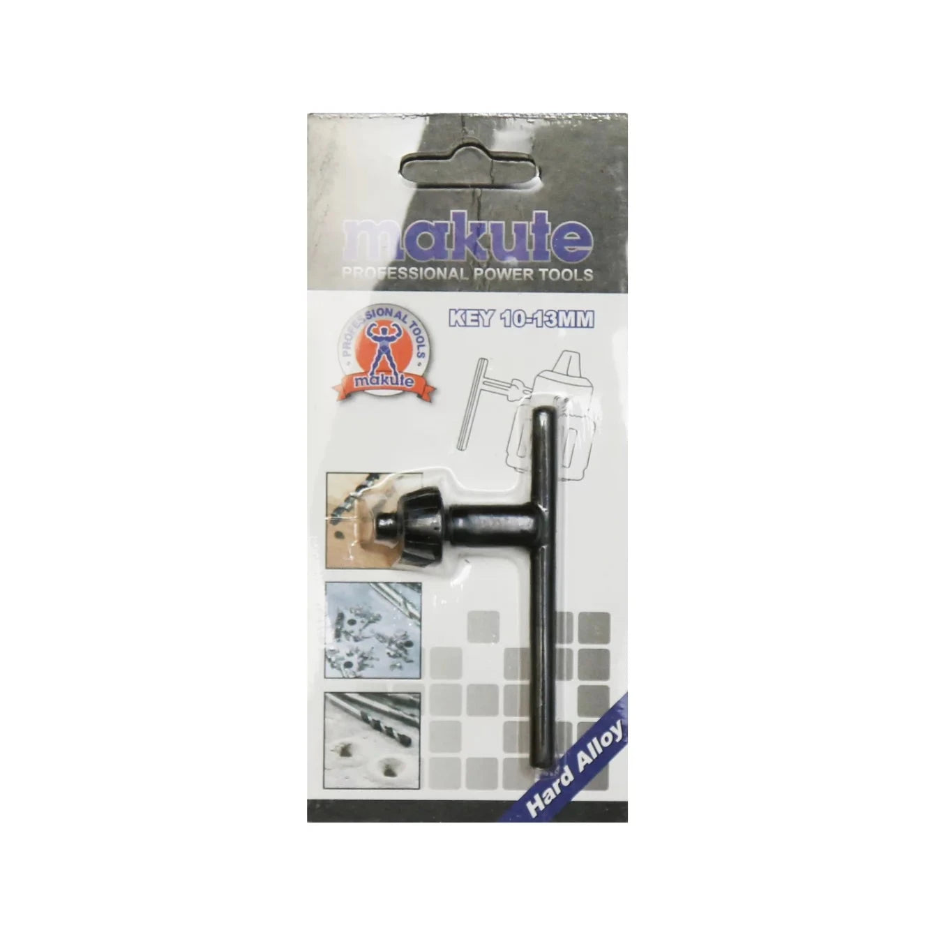 Makute Drill Key 13mm W/Card, featuring a secure grip design for reliable drilling, packaged in a compact card holder for convenient storage.