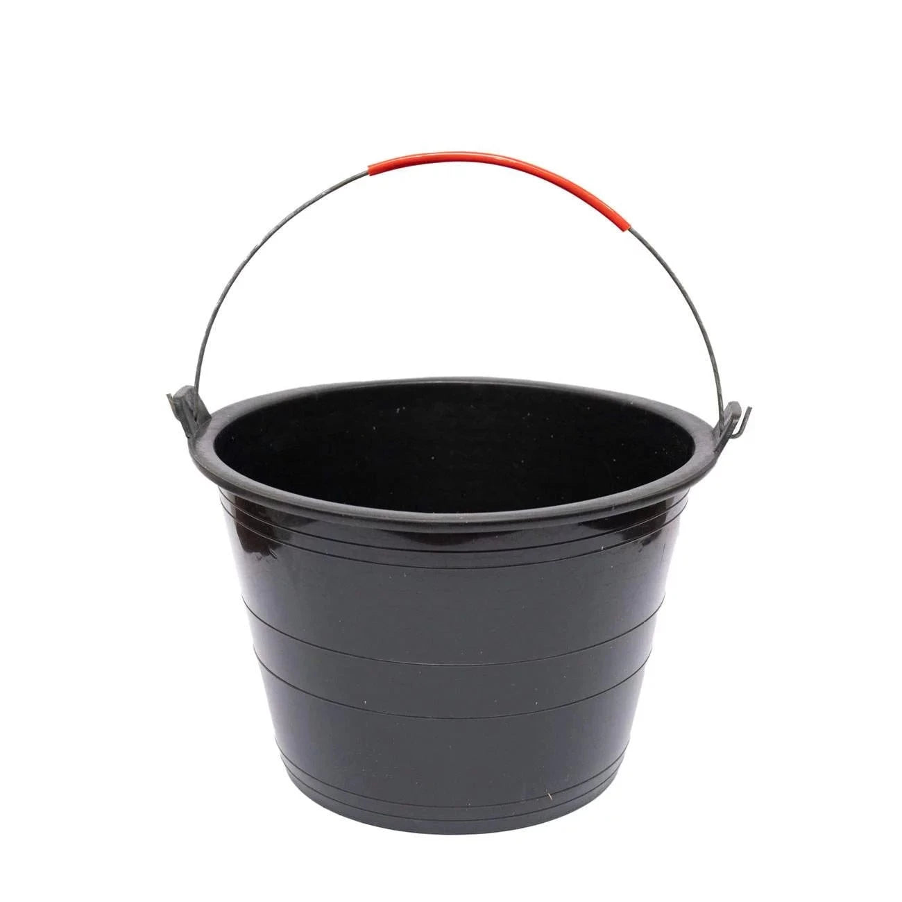 Bucket PVC Black featuring a durable construction with a sleek black finish, designed for versatile storage and transport solutions.