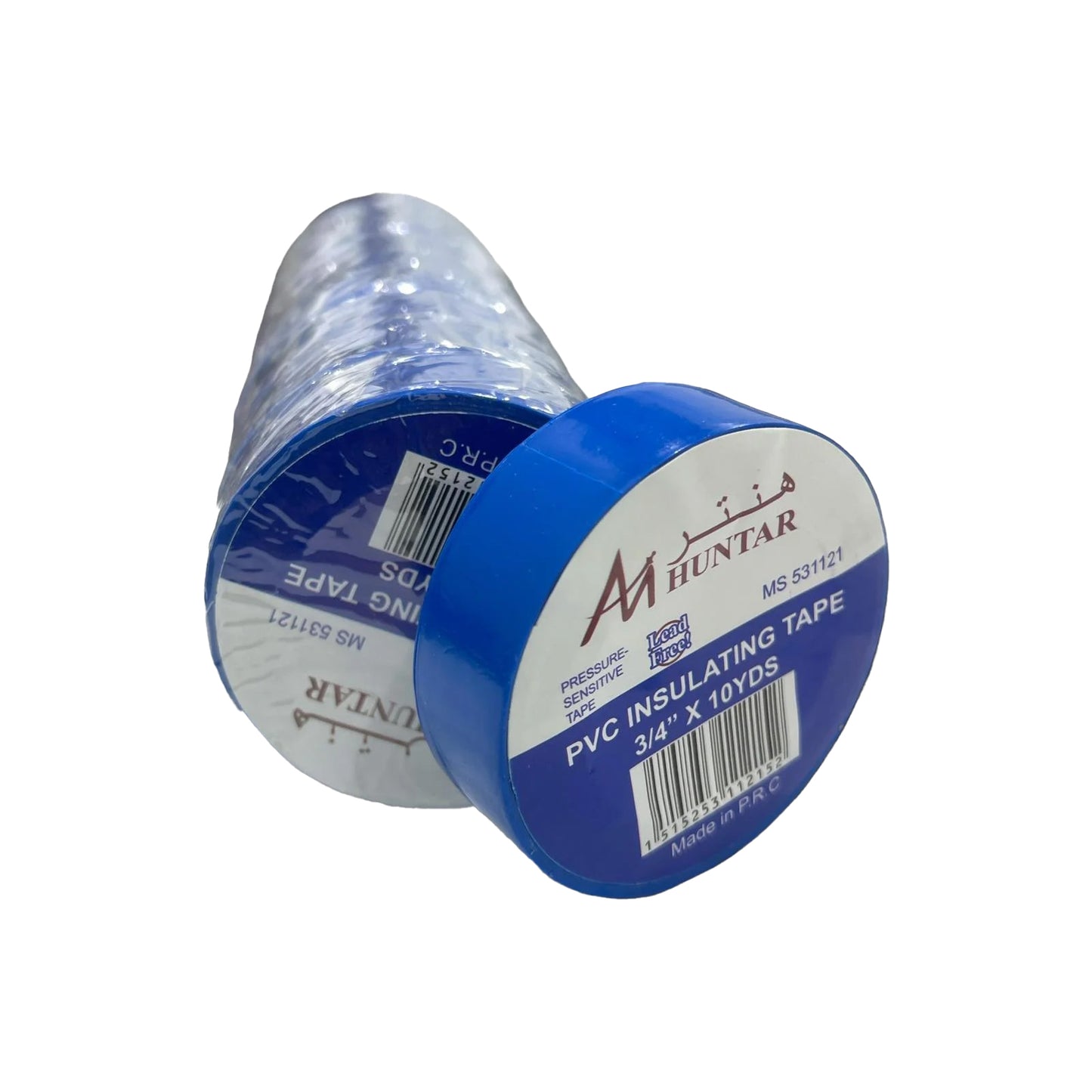 Electric Tape Blue Huntar, featuring a vibrant blue color and durable design, showcasing high-quality PVC insulating tape, ideal for electrical applications and DIY projects.