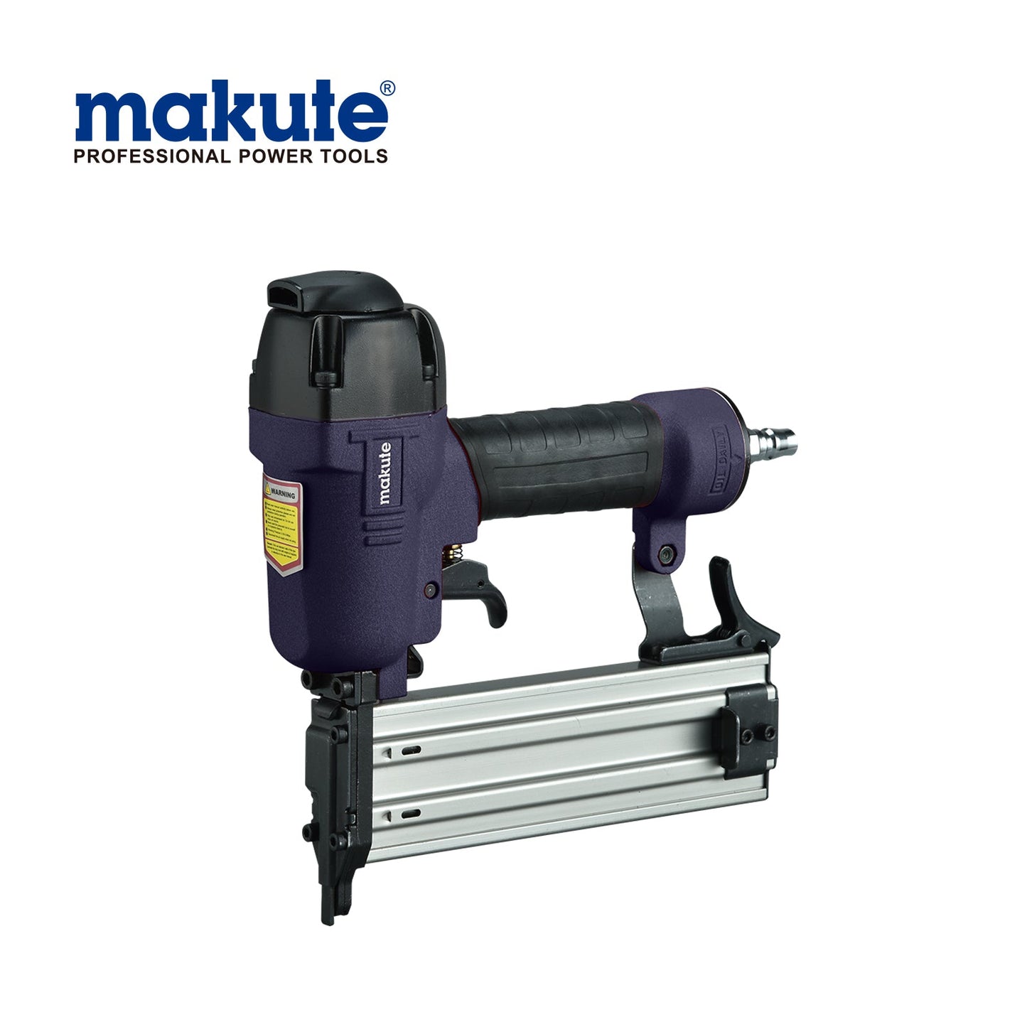 Makute Air Nail Gun F50A, featuring a lightweight design and ergonomic grip for comfortable use. Ideal for professional contractors and DIY enthusiasts, this tool enhances productivity with high efficiency, capable of firing up to 90 nails per minute.
