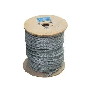 Wire Rope Galvanized displayed on a wooden spool, showcasing its durable and corrosion-resistant features, ideal for industrial and construction applications.