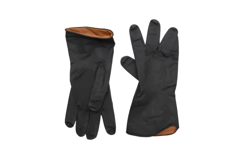 Rubber Industrial Gloves in black, featuring a sleek design with a durable surface for optimal grip and protection in industrial environments. Ideal for construction and manufacturing.