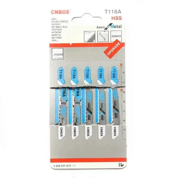 Pack of Jig Saw Blade T118A Metal blades designed for precise metal cutting, showing the product details and specifications.