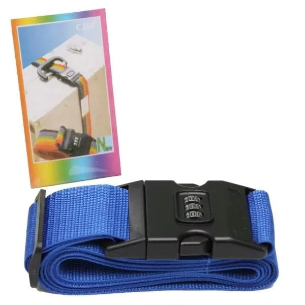 2-meter Small Luggage Strap with Password Lock, featuring durable blue fabric and a secure combination lock, ideal for travel security