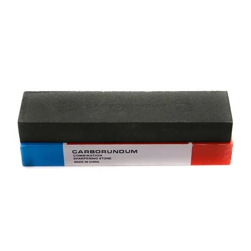 Sharpening Stone Black 8" H/D Carborundum, a durable combination sharpening stone showcasing a sleek black design. Ideal for maintaining knives, scissors, and garden tools, ensuring professional-grade sharpening results.