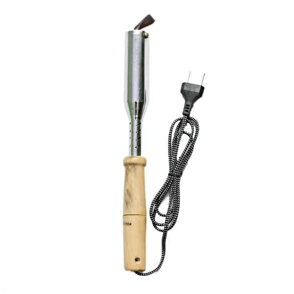 Soldering Iron Bent Head Handle with wooden grip and power cord, designed for precision soldering in tight spaces.
