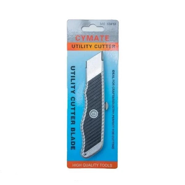 Knife Chrome Black Sleeves MS 53413 Cymate displayed in packaging featuring a high-quality utility cutter blade with a comfortable grip.