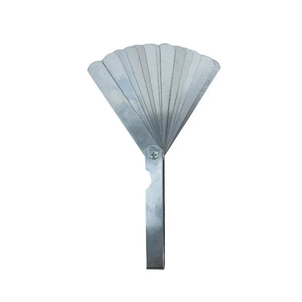 Feeler Gauge 26pcs Set showcasing a fan-style metal gauge for precise measurements of small gaps and distances, ideal for mechanics, engineers, and hobbyists.