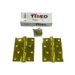 Premium Hinges Gold Tiseo 4" x 3" showcasing a luxurious gold finish, ideal for enhancing door aesthetics and functionality in residential and commercial settings.