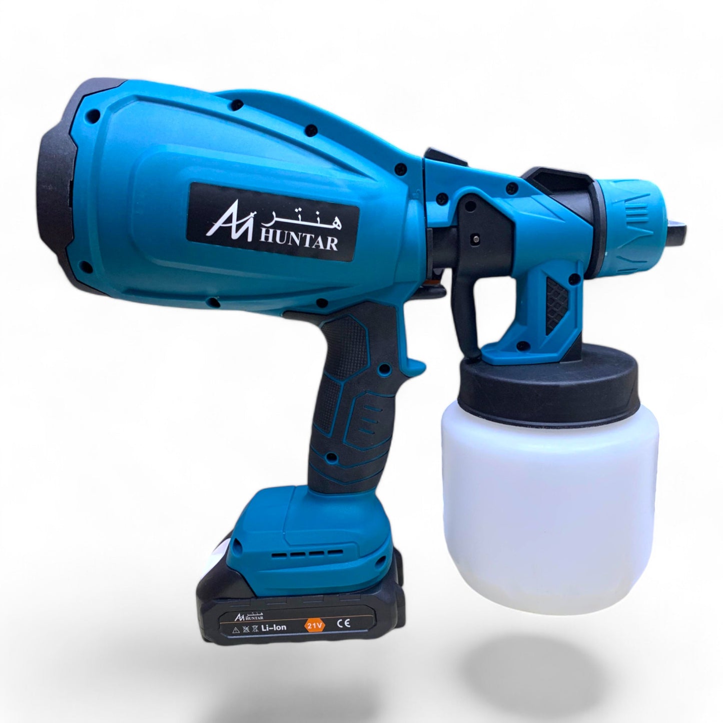 Cordless Spray Gun 21V 2 Batteries by Huntar, featuring a powerful 21V battery and ergonomic design for efficient painting without cords.