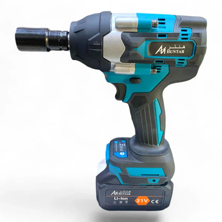 Huntar Cordless Wrench MS531918 featuring a powerful 500Nm torque and dual 21V lithium-ion batteries, designed for efficiency in demanding work environments.