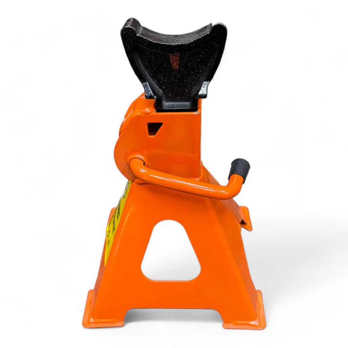 Car Jack Stand Soma in an upright position, highlighting its sturdy construction and advanced safety features suitable for professional use.