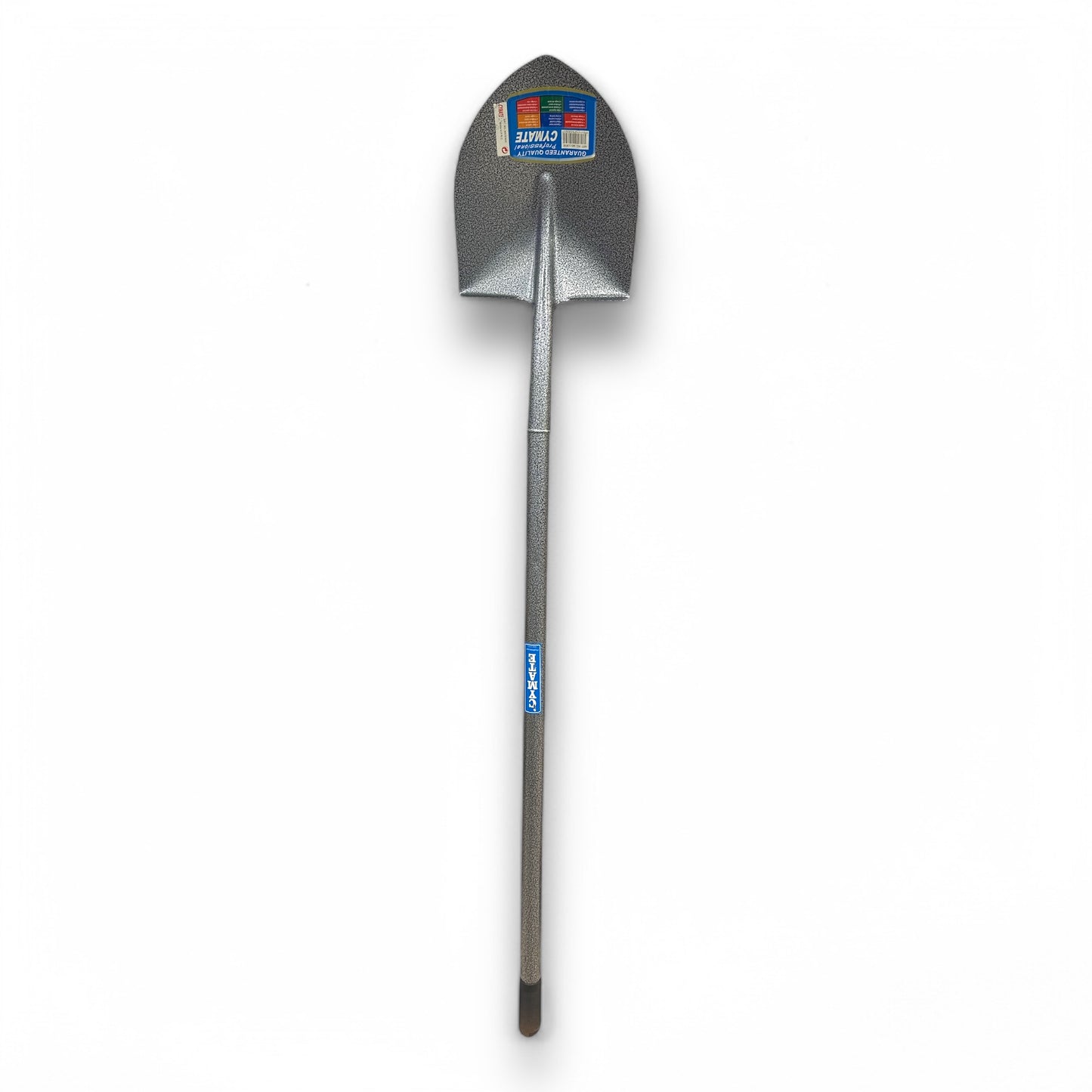 Shovel Long Big Head Steel Handle Cymate featuring a durable steel handle and a large scooping head, ideal for heavy-duty digging and lifting tasks.