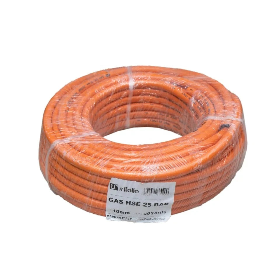 Hose Gas 3/8" (10mm) X 40 Yards Orange coil, designed for optimal gas flow and fuel delivery in various projects and industries.