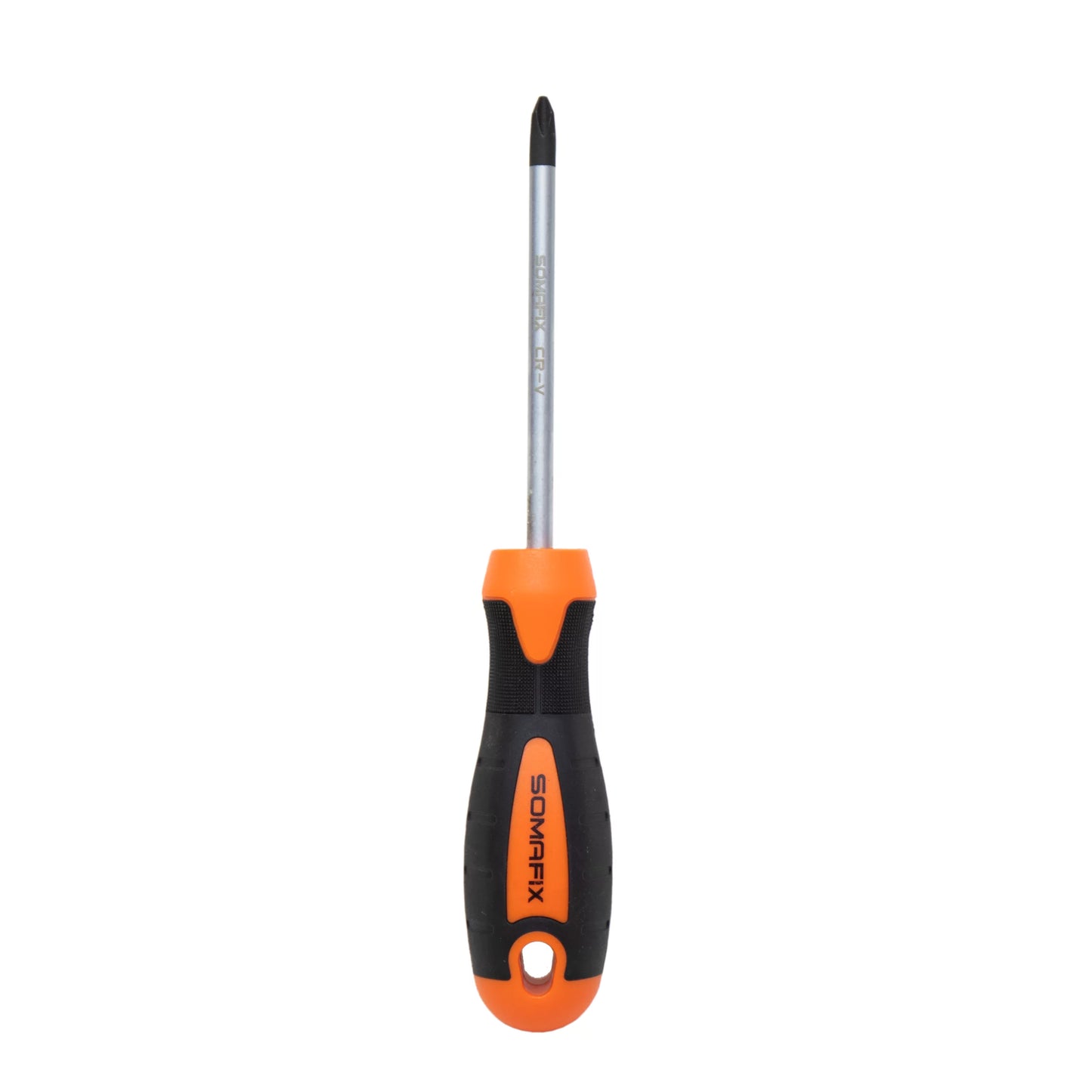 Screwdriver PH2 Somafix with a cross head and 4-inch length, featuring an ergonomic grip for comfortable use, ideal for professional and DIY tasks.