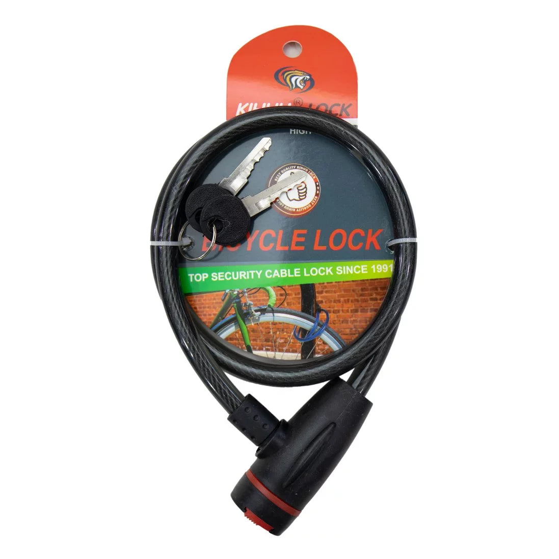 Cycle Lock Big Heavy Duty MS531701 displayed with packaging, featuring a sturdy cable design for optimal bike security.