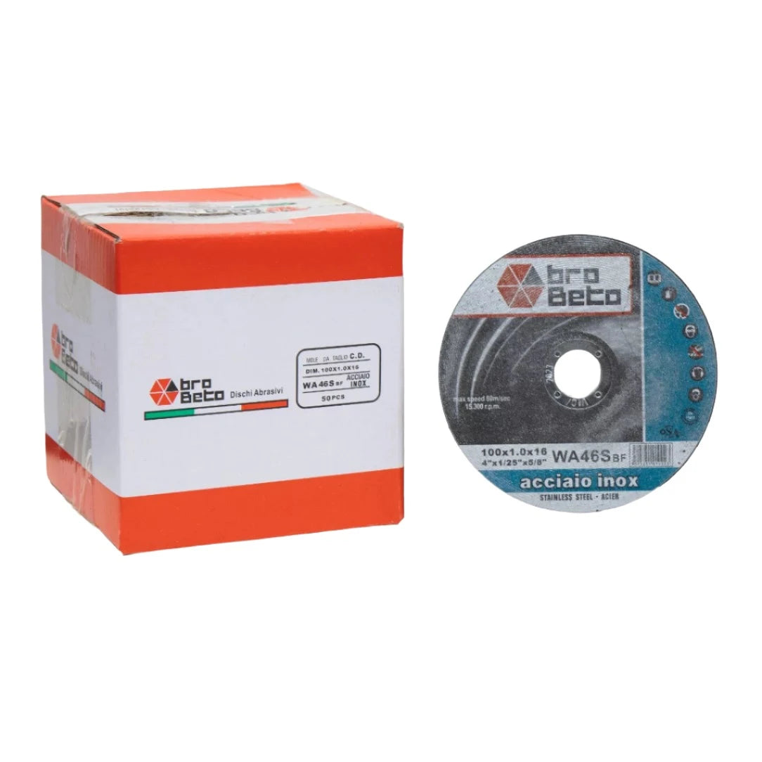 Disc Metal Cutting Stainless Steel 4.5" x 1mm with packaging, designed for precise cutting of stainless steel in metalworking applications.