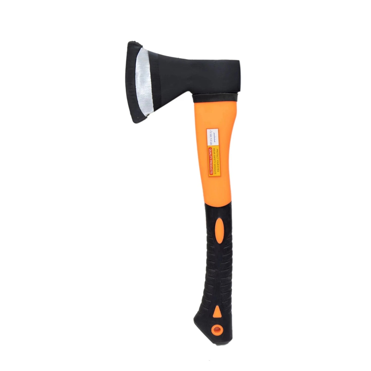 Axe Fiber Short Handle 500g MS53481 by Huntar, featuring a durable fiber-reinforced handle, ergonomic grip, and sharp steel blade, ideal for outdoor and industrial use.
