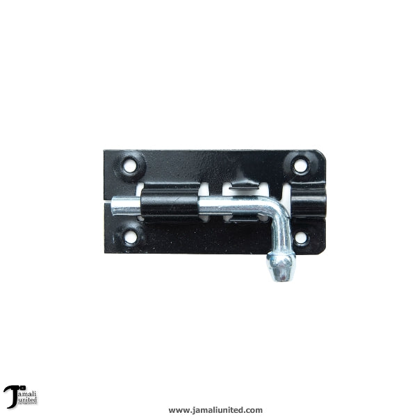 Tower Bolt Black featuring a durable design with a sleek finish, designed for enhanced security of doors and windows, showcasing its robust construction suitable for both modern and traditional decor.