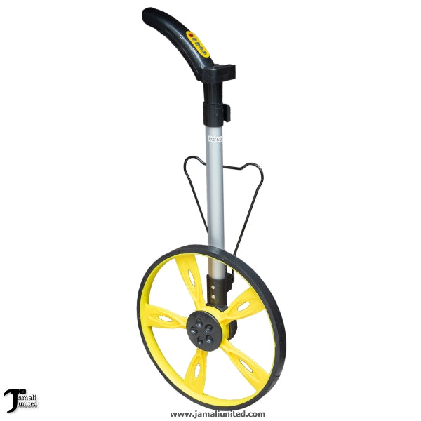 Distance Measuring Wheel Digital 10000Mt featuring a yellow and black ergonomic handle, designed for accurate long-distance measurements in construction and landscaping. The image showcases the wheel's durable design and easy-to-read display.
