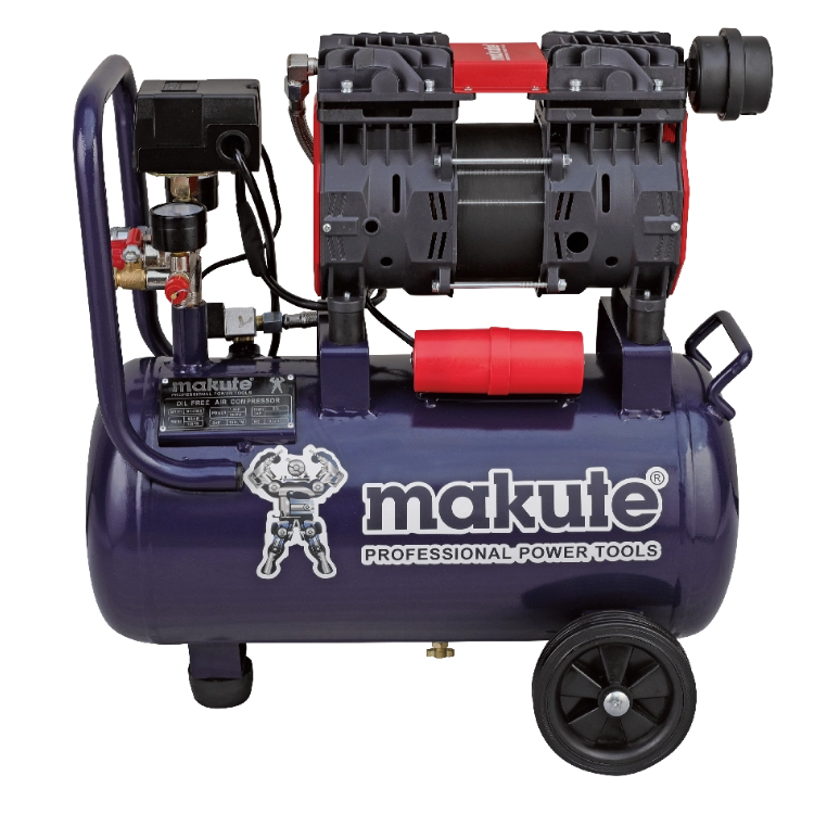 Makute Oil-Free Air Compressor – 24L / 50L featuring a compact, portable design with dual motors for efficient air delivery, ideal for professionals and DIY enthusiasts.