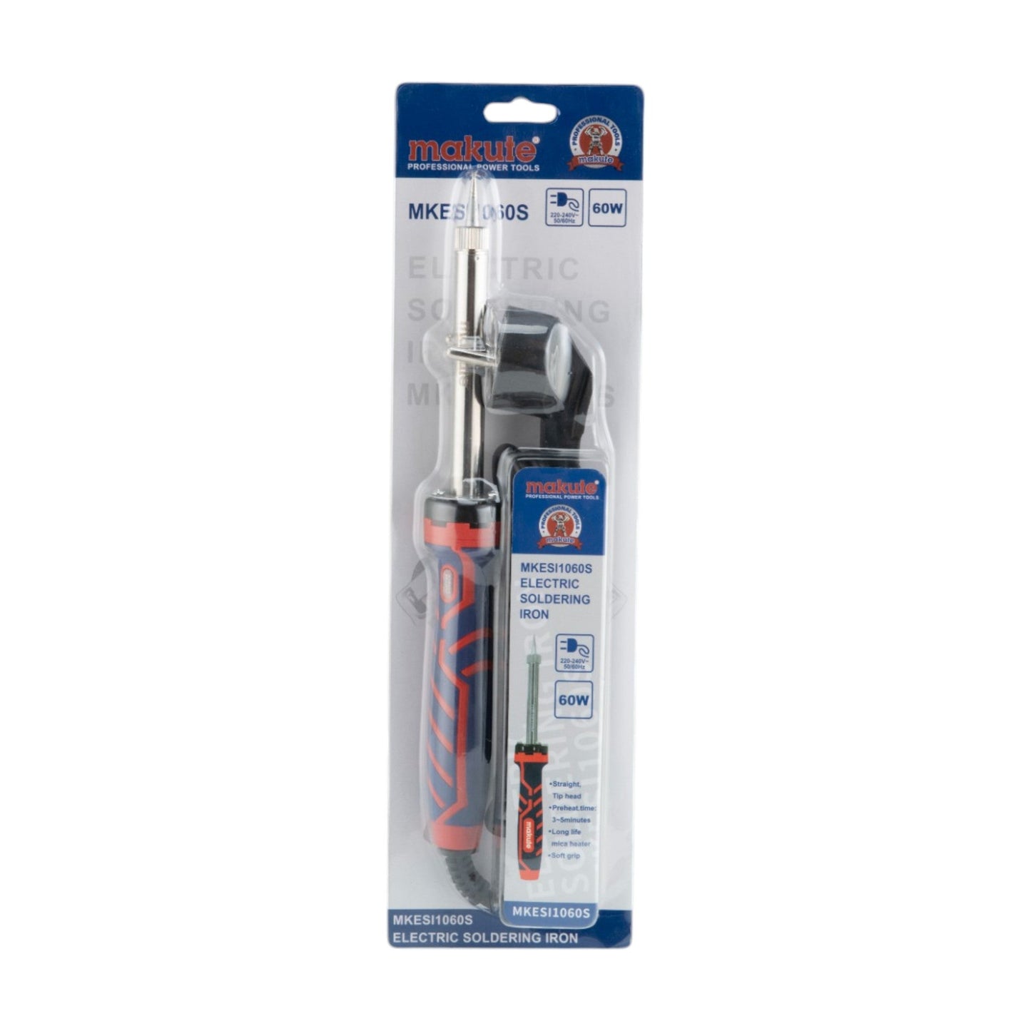 Makute Soldering Iron packaged view, showcasing the tool's ergonomic design, precise temperature control, and quick heating capabilities for professional and DIY soldering projects.