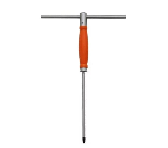 Screw Driver Rotary tool featuring an ergonomic orange handle and a durable silver metallic shaft designed for precision and efficiency in various screwing tasks.