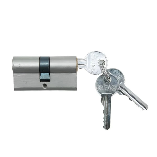 Cylinder Safeway Chrome 60mm lock with keys, showcasing its durable design and stylish chrome finish, ideal for enhancing security and aesthetics in residential and commercial properties.