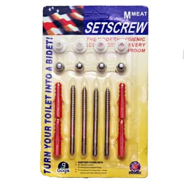Sanitary Fixing 16pcs Set featuring all components for secure bathroom fixture installation, including screws, setscrews, and anchors, designed for durability and ease of use.