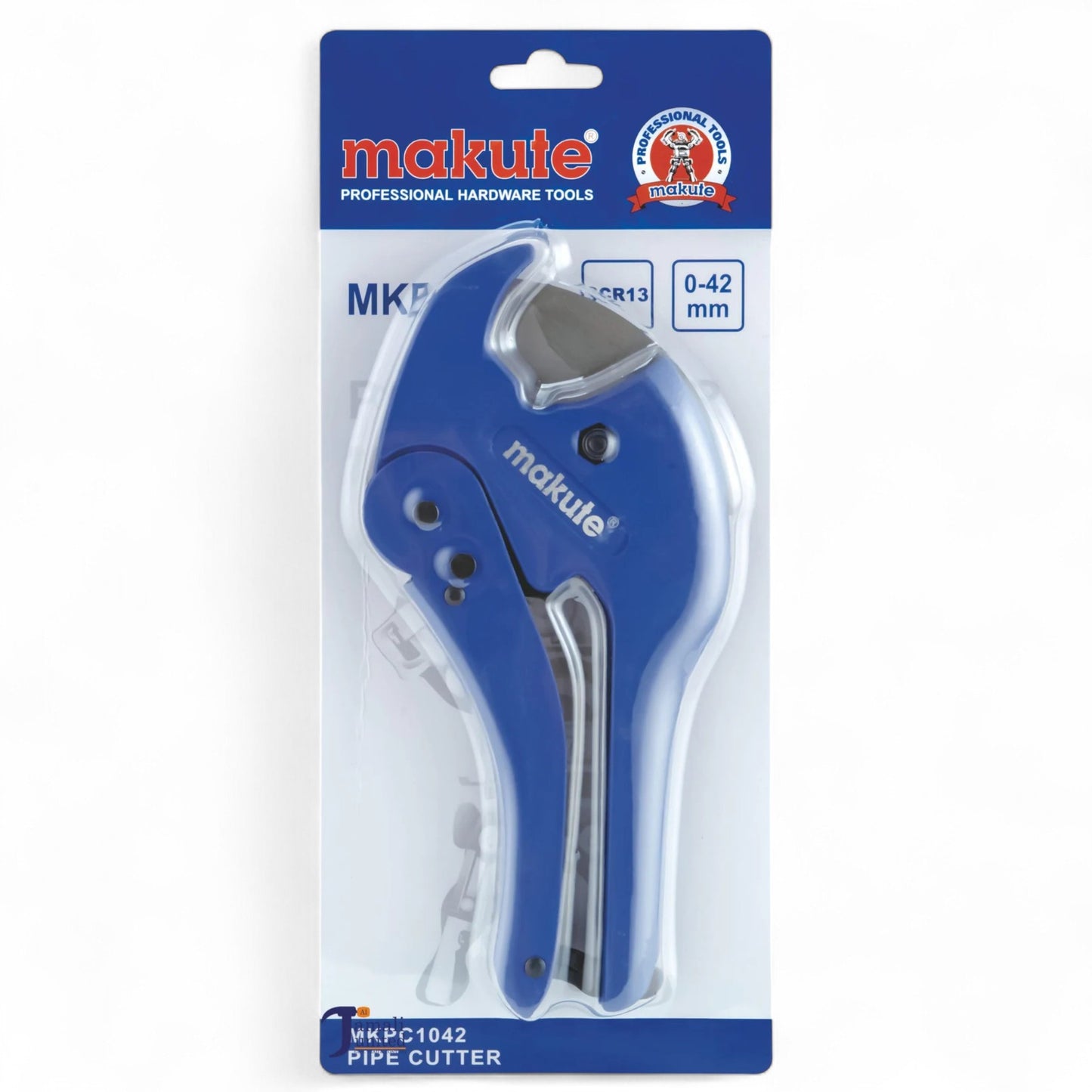 Pipe Cutter 42MM Makute MKPC1042 shown in packaging, designed for efficiently cutting pipes up to 42mm in diameter. Durable and precise tool for construction and plumbing needs.